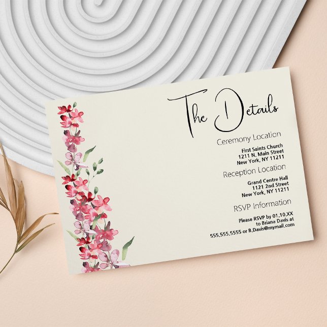 Ivory pink burgundy mint green floral Details Card (Ivory pink burgundy mint green floral Details Card)