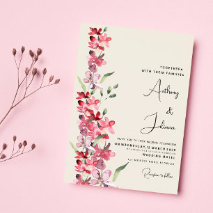 Ivory pink burgundy mint green floral Wedding Invitation