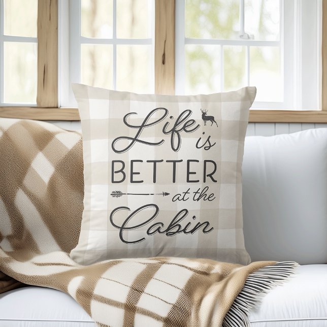 Ivory Plaid Life Is Better At The Cabin Cushion (Creator Uploaded)