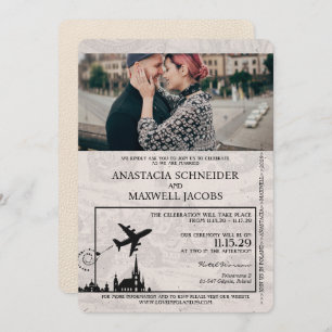 Ivory Poland Passport Wedding Invitation