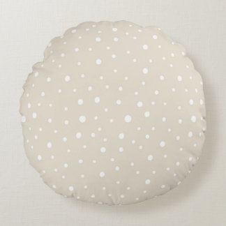 Ivory Polka Grade A Cotton (16") Throw Round Cushion