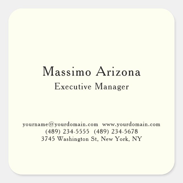 Ivory Professional Modern Business Profile Square Sticker (Front)