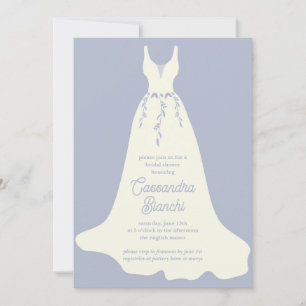 Ivory & Purple Wedding Dress Bridal Shower Invitation