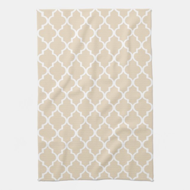 Ivory Quatrefoil Kitchen Towel (Vertical)