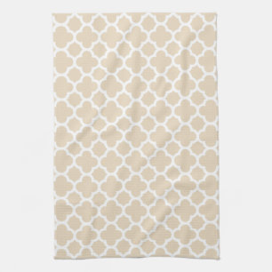 Ivory Quatrefoil Trellis Pattern Kitchen Towels