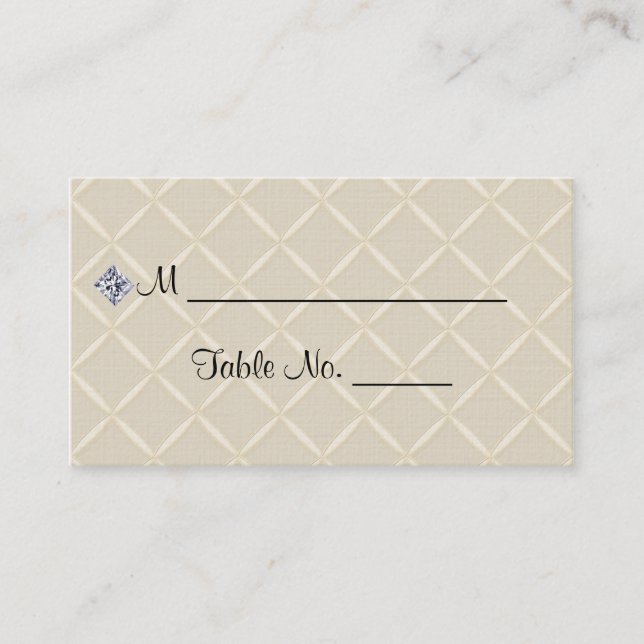 Ivory Quilted Bling Posh Wedding Place Cards (Front)