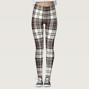 Ivory, Quincy, Black Colours Tartan; Plaid Pattern Leggings