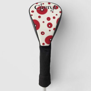 Ivory Red Dots Funky Whimsical Circle Pattern Golf Head Cover