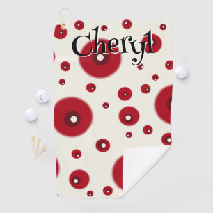 Ivory Red Dots Funky Whimsical Circle Pattern Golf Towel