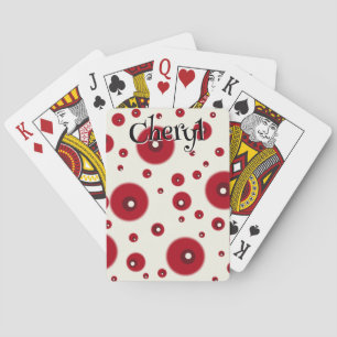 Ivory Red Dots Funky Whimsical Circle Pattern Playing Cards