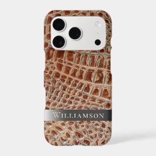 Ivory Red Reptile Digital Leather Smoke Metal