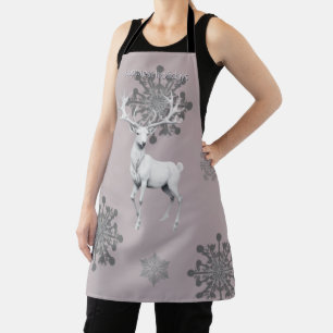 Ivory Reindeer Christmas   Pink Apron