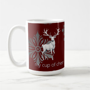 Ivory Reindeer Christmas   Red Coffee Mug