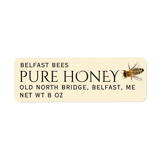 Ivory Return Address Honey Label with Bee (Front)