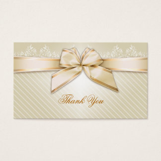 Ivory Ribbon Gold Stripes Thank You