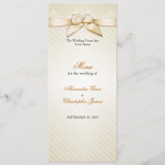 Ivory Ribbon Gold Stripes Wedding Menu