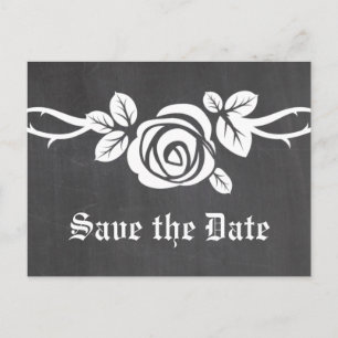 Ivory Rose Chalkboard Save the Date Postcard