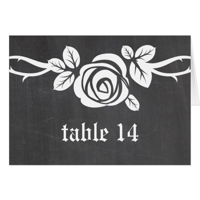 Ivory Rose Chalkboard Table Number Card (Front Horizontal)