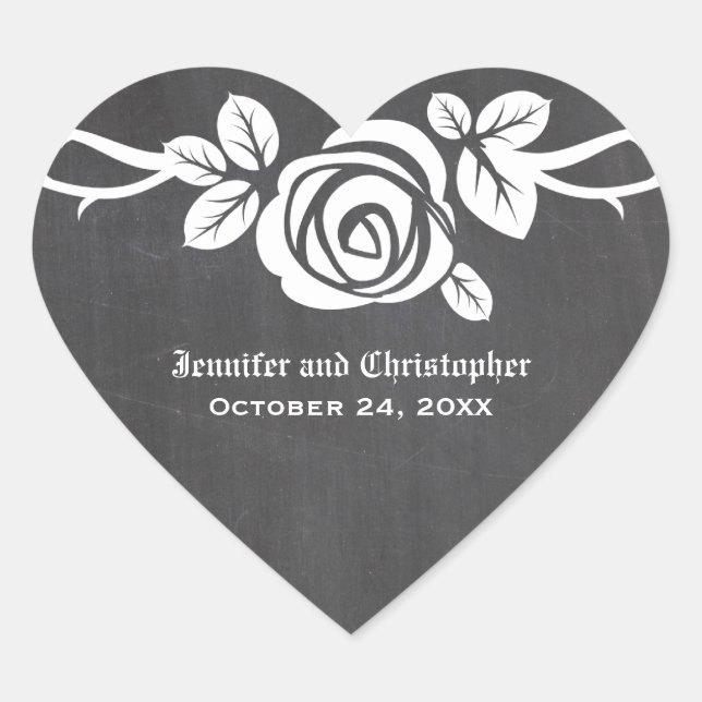 Ivory Rose Chalkboard Wedding Stickers (Front)
