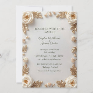 Ivory Rose Gold Leaf Wedding Invitation