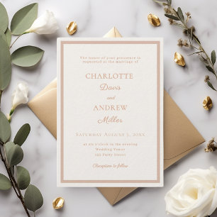 Ivory rose gold modern elegant luxury wedding invitation