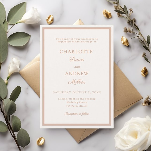 Ivory rose gold modern elegant minimalist wedding invitation (Creator Uploaded)