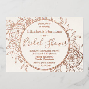 Ivory & Rose Gold Modern Peony Toile Bridal Shower