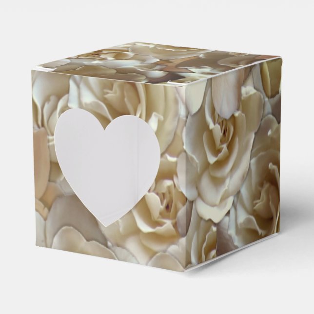 Ivory Rose Pattern – Elegant Floral Art Favour Box (Front Side)