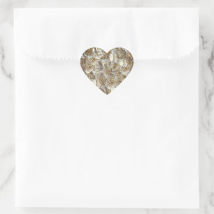 Ivory Rose Pattern – Elegant Floral Art Heart Sticker