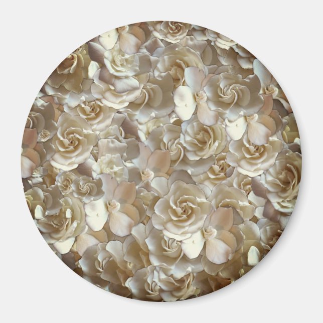 Ivory Rose Pattern – Elegant Floral Art Magnet (Front)