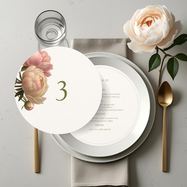 Ivory | Rose Table No & Menu Round Wedding Menu (Creator Uploaded)
