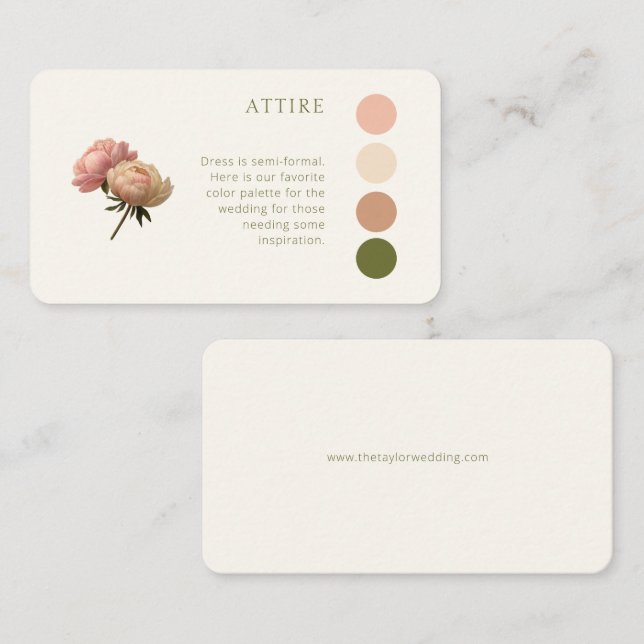 Ivory | Rose Wedding Attire Dress Code Enclosure Card (Front/Back)