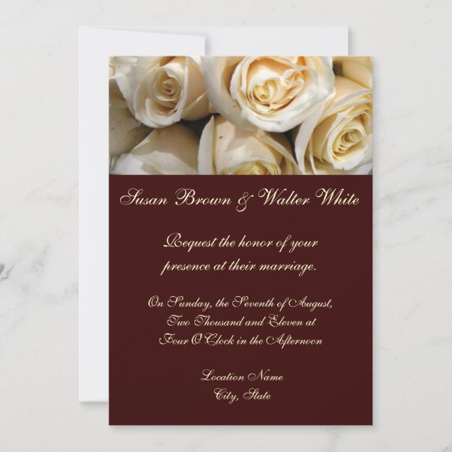 Ivory Rose Wedding Invitation (Front)