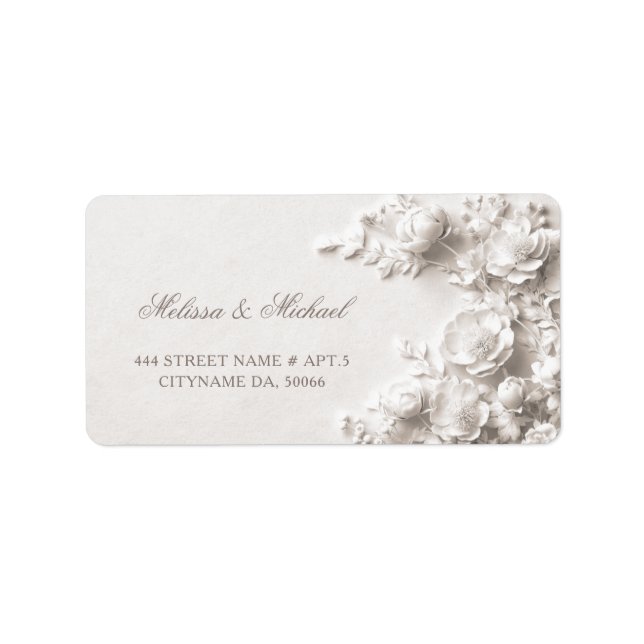 Ivory Roses 3D Flowers |  Wedding Label (Front)