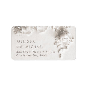 Ivory Roses 3D Flowers Wedding Label
