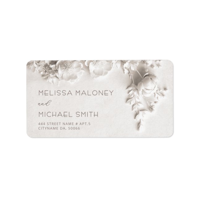 Ivory Roses 3D Flowers |  Wedding Label (Front)