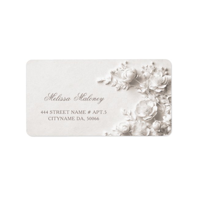 Ivory Roses 3D Flowers |  Wedding Label (Front)