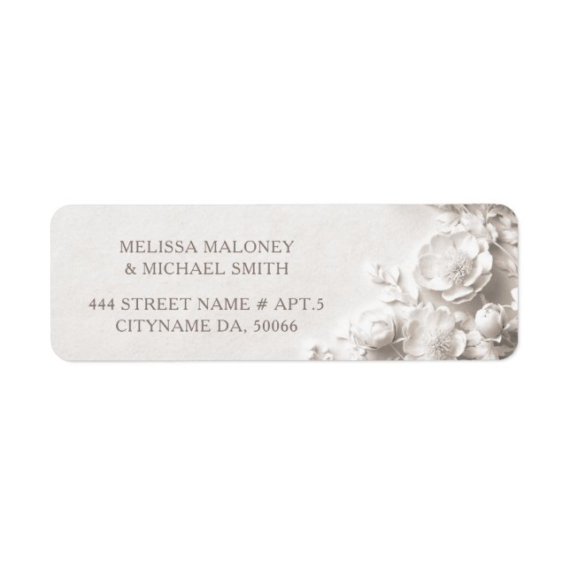Ivory Roses 3D Flowers |  Wedding Return Address Label (Front)
