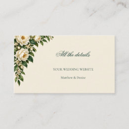 Ivory Roses & Emerald Wedding Website Details Enclosure Card