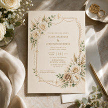 Ivory Roses Peonies Pearls Pampas Grass Wedding |