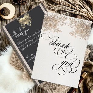 Ivory Roses Thank You Card - Cream