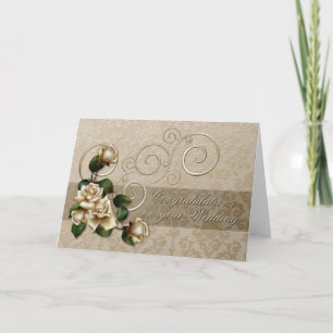 Ivory Roses Wedding Card