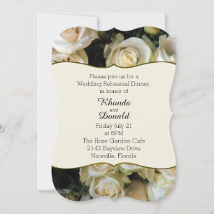 Ivory Roses Wedding Rehearsal Dinner Invitation