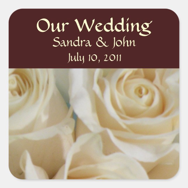 Ivory Roses Wedding Stickers (Front)