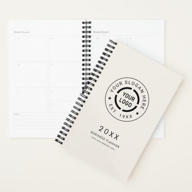 Ivory Round Custom Logo business branded Planner (Display)