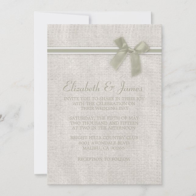 Ivory Rustic Burlap Wedding Invitations (Front)