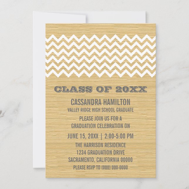Ivory Rustic Chevron Graduation Invite (Front)