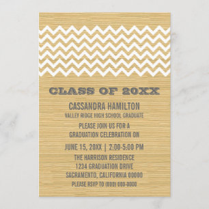 Ivory Rustic Chevron Graduation Invite