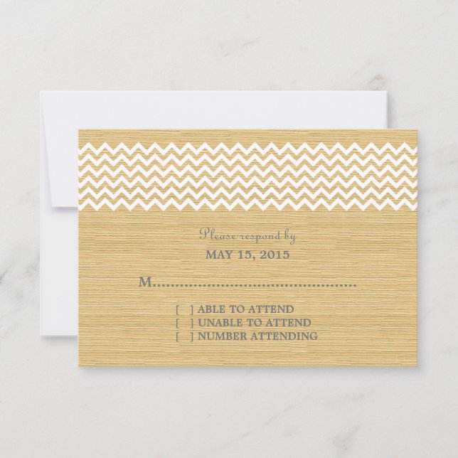 Ivory Rustic Chevron Response Card (Front)