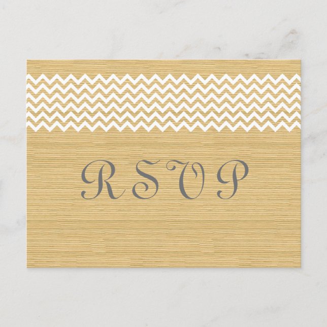 Ivory Rustic Chevron RSVP Postcard (Front)